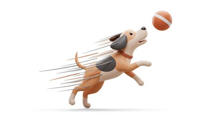 Dog playing with ball illustration