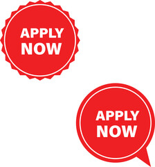APPLY NOW  Red Badge Icon Set  Scalloped Speech Bubble Variants apply now label 