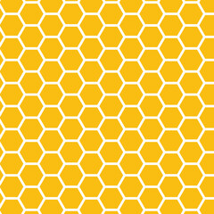 Honeycomb hexagonal seamless pattern. Yellow, orange beehive background. Gradation color. Honeycomb, bees hive cells pattern. Grid design, vector background. Flat vector illustration.