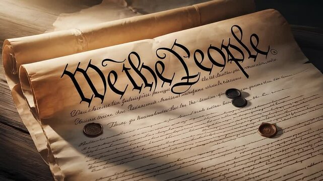 "We the People" calligraphy on aged parchment