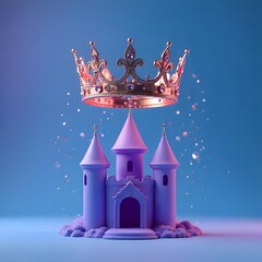 Royal floating crown above magical tower scene high resolution photo