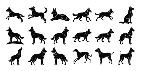Silhouette Collection of Various Dog Breeds