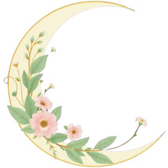 Crescent moon with floral pattern