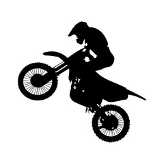 motocross rider silhouette. hand drawn sport, jumping, racing, motorcycle.