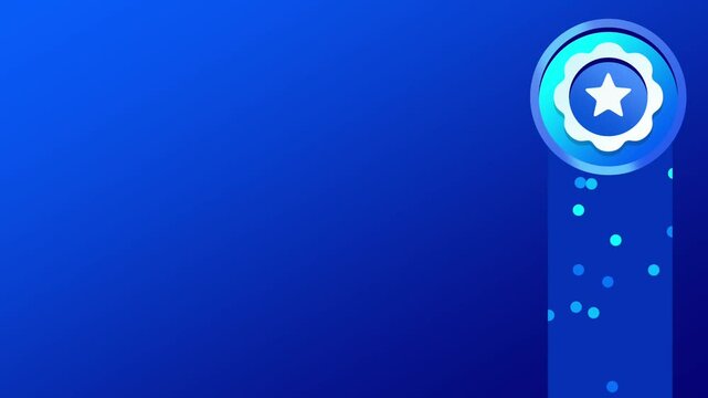 A circular blue emblem with a white star set within a sidebar layout, representing formal digital recognition or interface badge