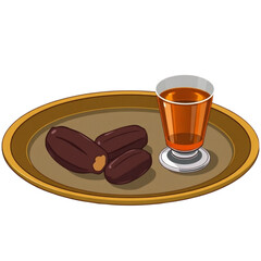 Iftar tray with dates and tea glass