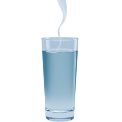 Single glass of water with steam line