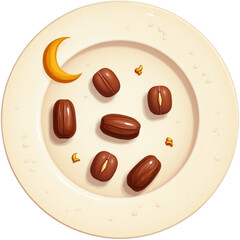 Iftar plate with a simple crescent garnish