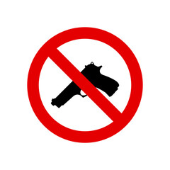 No gun sign in red circle. weapons are prohibited. weapons restrictions.