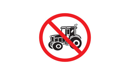 Obraz premium No Tractor Sign – Agricultural Vehicle Prohibition Icon Vector