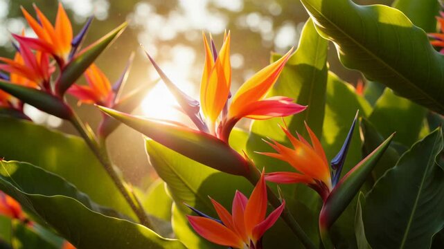A bunch of orange flowers are in the sun