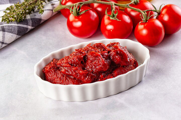 Red organic fresh tomato paste