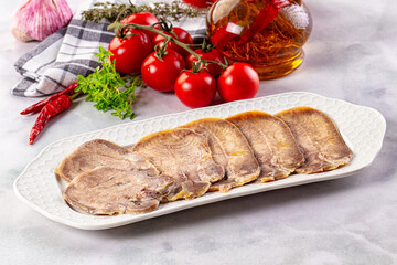 Boiled beef tomgue slices appetizer