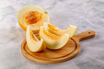 Ripe sweet juicy melon with slices