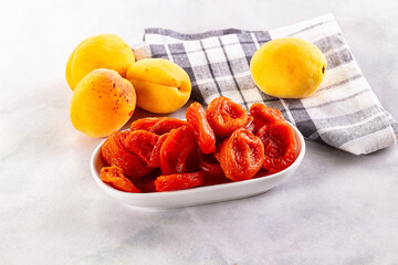 Dry sweet ripe apricots heap