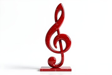 Obraz premium Red Treble Clef Sculpture on White Background music
