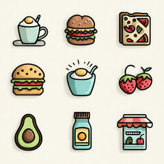 Whimsical Food Icon Pack for Web and App Design