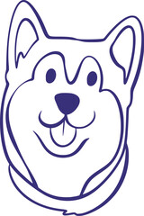 Pet Dog Line Art Hand Drawn Vector