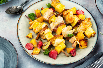 Bar- B- Q or BBQ with kebab.