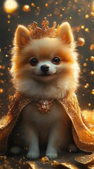 Obraz premium Adorable Pomeranian dog in royal outfit.