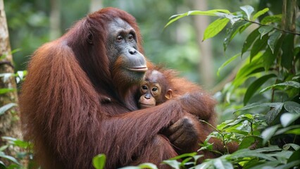 Orangutans, sharp and realistic, Photo