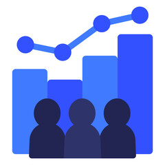 team performance growth icon on white
