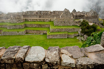 View of the ancient ruins in Machu Picchu and the agriculture terraces