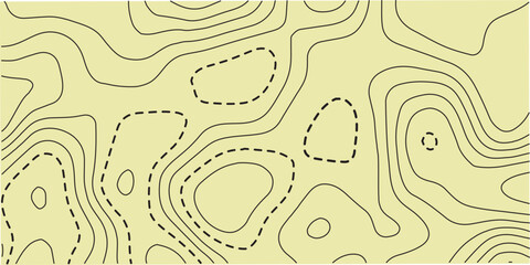 Topographic line contour map background, geographic grid map. Seamless doodle modern abstract brain texture yellow and black pattern. 