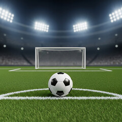 Obraz premium Soccer Ball Awaits Corner Kick in Stadium