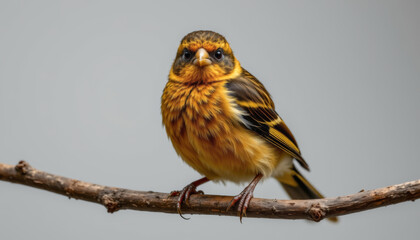 a close up of a sÃ£o tomÃ© grosbeakdetailed feathersfull bodyfacing the cameraperc