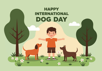 Happy international dog day, flat design vector illustration