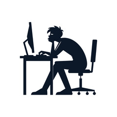 Concept of a lack of motivation and frustration at work. A person showing signs of mental fatigue and disinterest. Graphic symbol of a monotonous job
