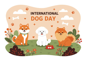 International dog day, flat design vector illustration