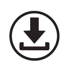 Download Icon in a Circular Frame Representing Data Transfer and File Saving Process Illustration