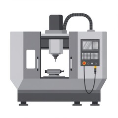 Grey Industrial CNC Milling Machine with Control Panel
