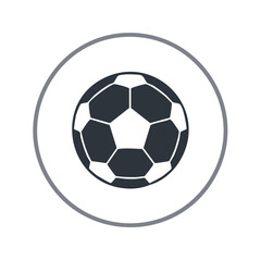 Fototapeta premium Dark Soccer Ball Illustration Icon in Gray Circle Border Football Game Design Element