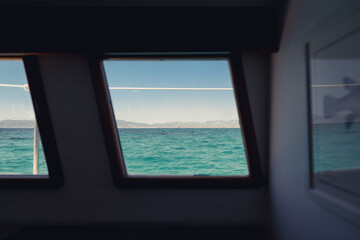 Scenic Sea View Through a Boat Window