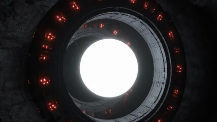 Underground Reactor Chamber with Rotating Magnetic Rings and Pulsing Core - Powered by Adobe