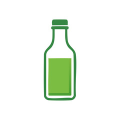 Green Juice or Smoothie in a Bottle Illustration with Minimalist Style