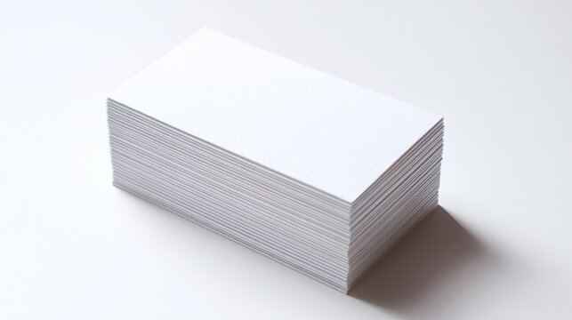 A stack of crisp, white business cards ready for your design or logo.