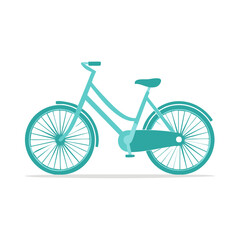 Fototapeta premium Stylish blue Bicycle illustration on white background, urban transport