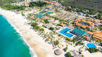 Aerial View of Tropical Beach and Resort Landscape