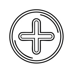 Fototapeta premium Line Art Illustration of Medical Plus Sign Inside Circle Icon with Outlines