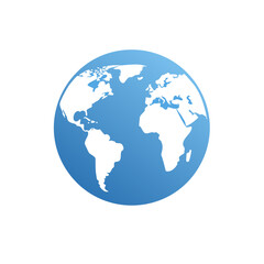 Fototapeta premium World Globe Icon Blue Gradient Planet Continents Design Illustration