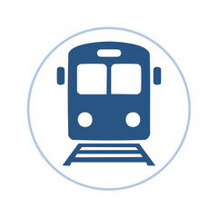 Fototapeta premium Simple Blue Train Front Icon Illustration in a Circular Frame