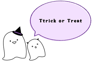 Ghosts saying Trick or Treat