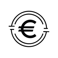 Obraz premium European Euro Symbol Currency Outline Vector Design in Simple Style