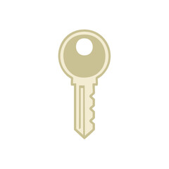 Simple Golden Key Symbol Flat Vector Illustration to Unlock Security and Access