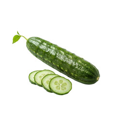 Fresh cucumber still life highlighting natural textures and vibrant green tones on transparent