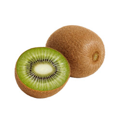 Obraz premium Studio shot displaying of a sliced kiwi and a full kiwi with a transparent background